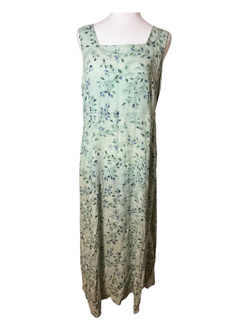 Vintage Mint Green Floral Midi Dress